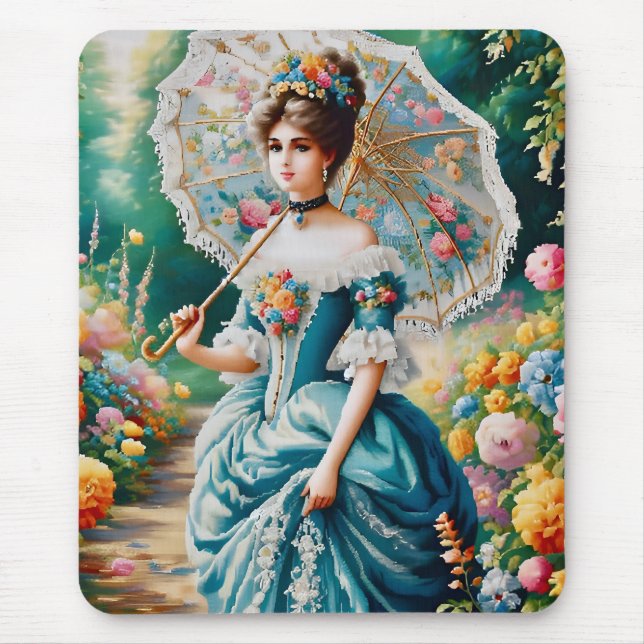 Tapis De Souris ~ Elégante jeune femme Vintage ~ Mousepad (Devant)