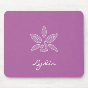 Tapis De Souris Elégante Orchidée Simple Gras Fleur pourpre Avec N