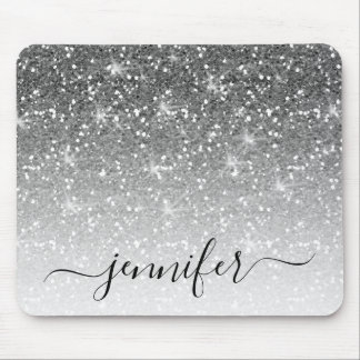 Tapis De Souris Élégante Parties scintillant Argent Éclatez votre