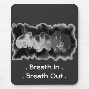 Tapis De Souris Elégante peinture à l'aquarelle noire blanche orch