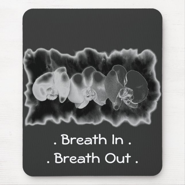 Tapis De Souris Elégante peinture à l'aquarelle noire blanche orch (Devant)