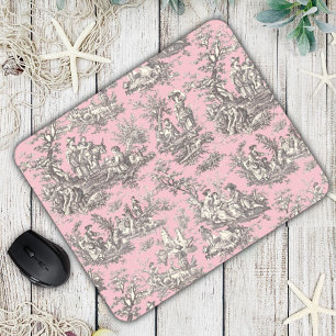 Tapis De Souris Elégante toile de jouy rose vintage