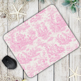 Tapis De Souris Elégante toile rose vintage de jouy