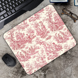 Tapis De Souris Elégante toile rouge vintage de jouy