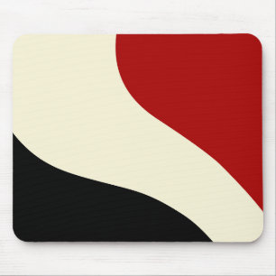 Tapis De Souris Elégante vague minimale en rouge, noir et crème