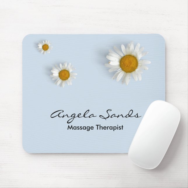 Tapis De Souris Élégantes marguerites blanches bleues (Avec souris)