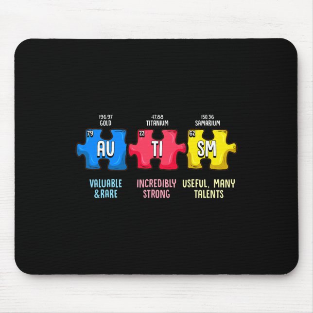 Tapis De Souris Élément chimique de la sensibilisation à l'autisme (Devant)