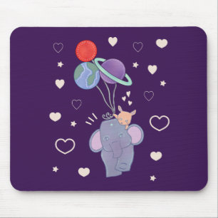 Tapis De Souris Élément et Lapin Montgolfière spatiale   Fantaisis
