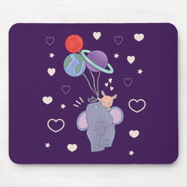 Tapis De Souris Élément et Lapin Montgolfière spatiale | Fantaisis (Devant)
