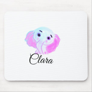 Tapis De Souris Élément simple éléphant bébé rose bleu aquarelle a