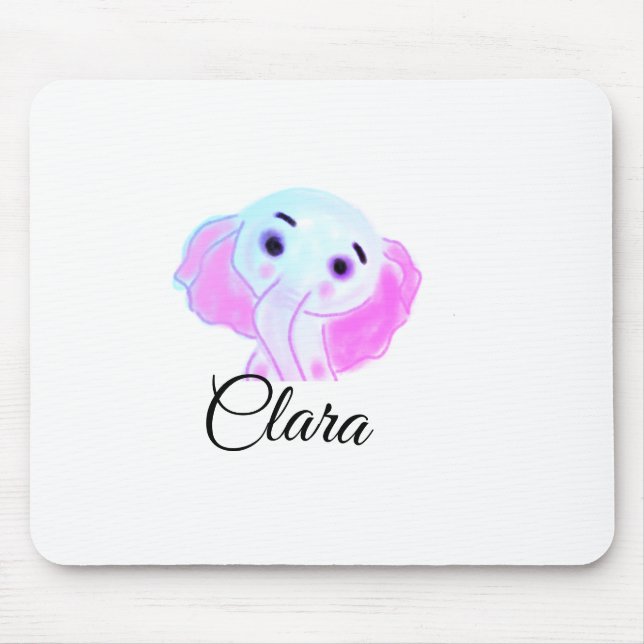 Tapis De Souris Élément simple éléphant bébé rose bleu aquarelle a (Devant)