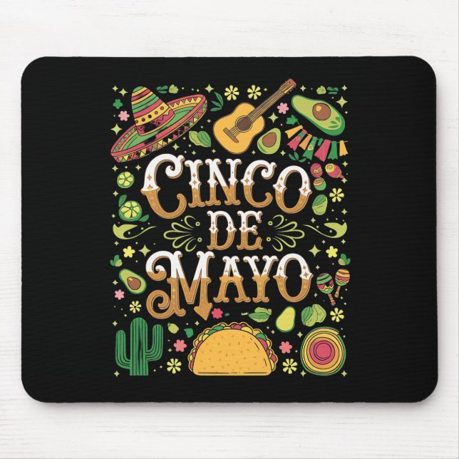 Tapis De Souris Éléments de fête mignons de la fête Cinco De Mayo (Devant)