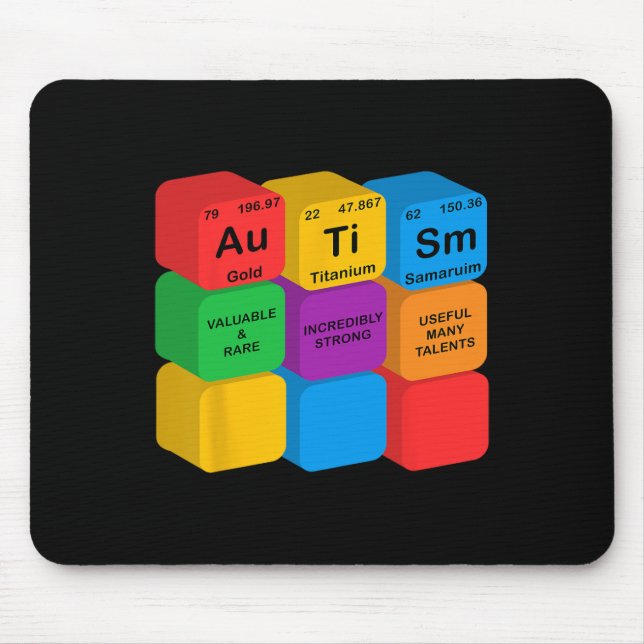 Tapis De Souris Éléments de Sensibilisation sur l'autisme amusants (Devant)