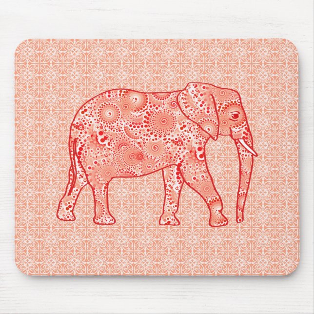 Tapis De Souris Éléphale tourbillon fractal - corail orange et bla (Devant)