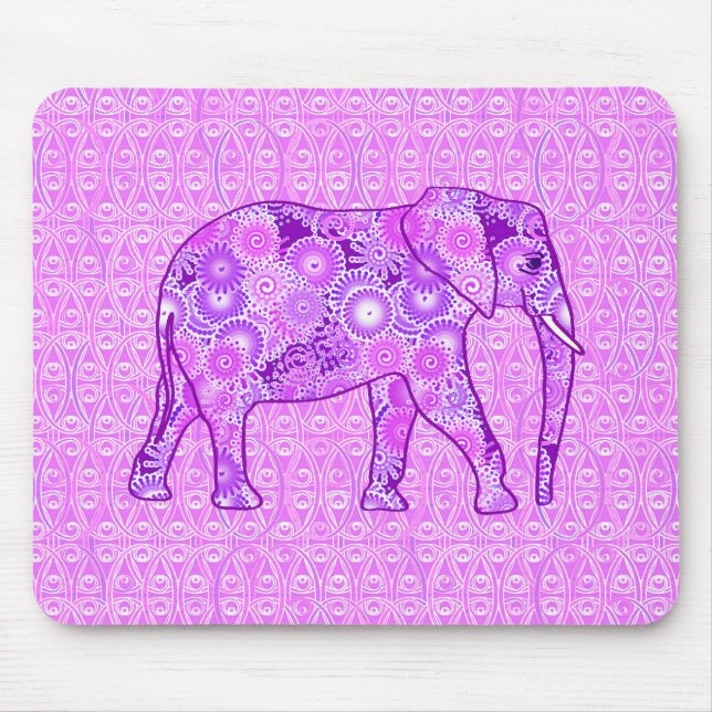 Tapis De Souris Éléphale tourbillon fractal - violet et orchidée (Devant)