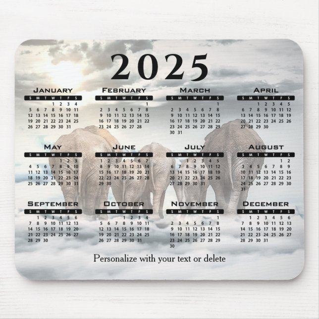 Tapis De Souris Elephant - 2024 Calendar (Devant)