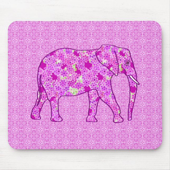 Tapis De Souris Eléphant à fleurs - orchidée et magenta (Devant)