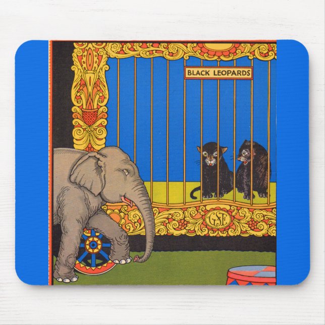 Tapis De Souris éléphant à travers la cage des léopards noirs (Devant)