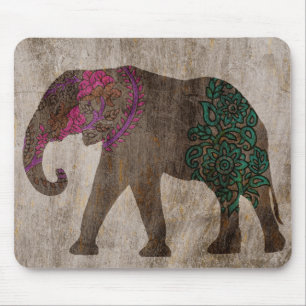 Tapis De Souris Eléphant asiatique tribal zen