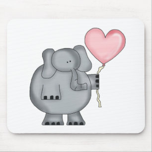 Tapis De Souris Éléphant avec le ballon de coeur