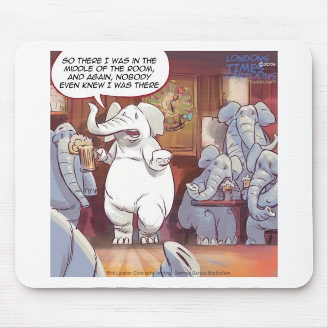 Tapis De Souris Éléphant Blanc Drôle Dans La Pièce (Devant)