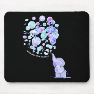 Tapis De Souris Eléphant Bleu Violet Ballons Prévention du suicide