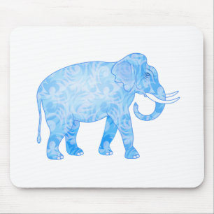 Tapis De Souris Éléphant d'Asie bleu avec le motif de fantaisie