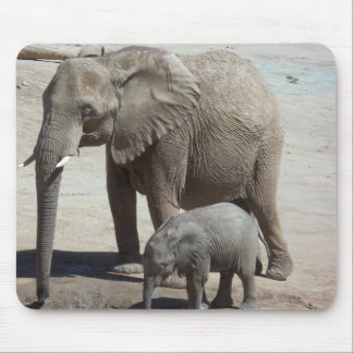 Tapis De Souris Éléphant de bébé avec la maman