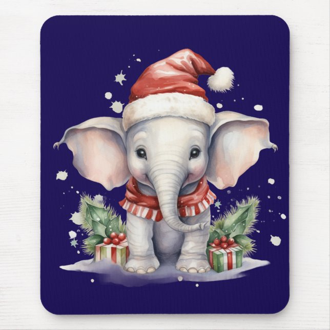 Tapis De Souris Éléphant de Noël mignon (Devant)