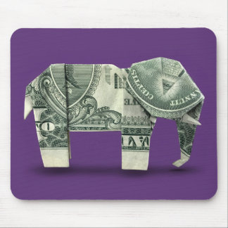 Tapis De Souris Éléphant en origami d'argent