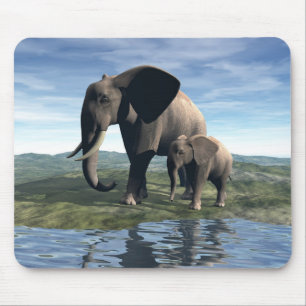 Tapis De Souris Éléphant et bébé Mousepad