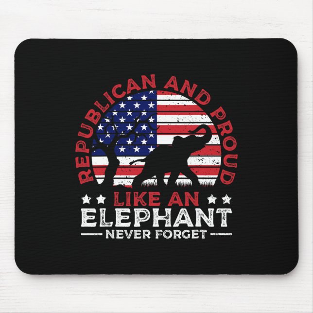 Tapis De Souris Éléphant fièrement républicain avec drapeau améric (Devant)