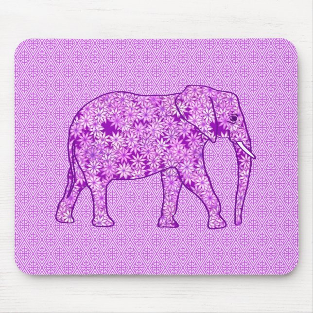 Tapis De Souris Eléphant fleur - améthyste violet (Devant)