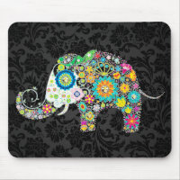 Eléphant floral rétro coloré