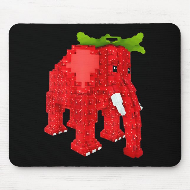 Tapis De Souris Éléphant Fraise  (Devant)