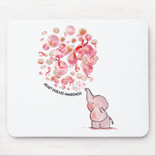 Tapis De Souris Éléphant Gonfle Des Ballons Rouges Sensibilisation