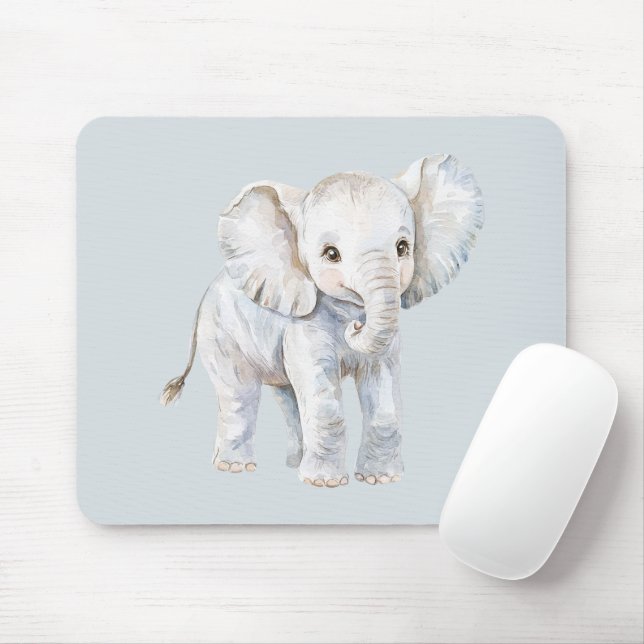 Tapis De Souris Éléphant Gris Bleu (Avec souris)