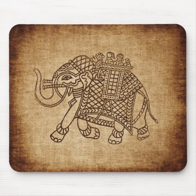 Tapis De Souris Elephant indien sur Burlap (Devant)