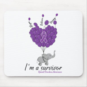 Tapis De Souris Éléphant Je Suis Un Survivant Cœur Sensibilisation