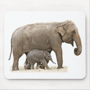 Tapis De Souris Eléphant mère et bébé