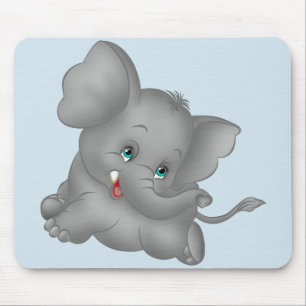 Tapis De Souris Éléphant mignon de bande dessinée