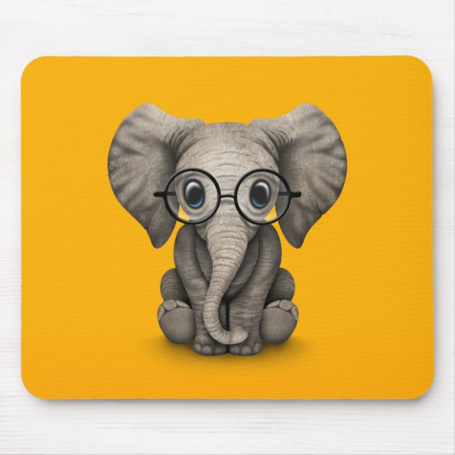 Tapis De Souris Éléphant mignon de bébé avec le jaune en verre de (Devant)