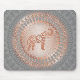 Tapis De Souris Eléphant rose Gold Grey Mandala