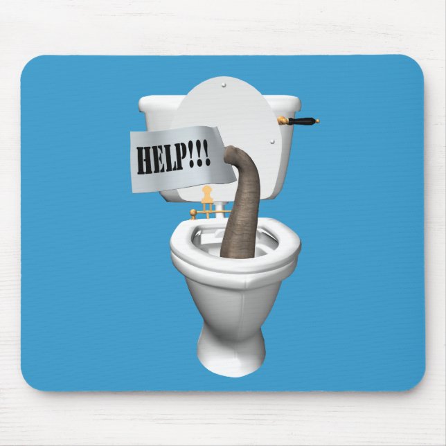Tapis De Souris Elephant Stuck In Toilet (Devant)