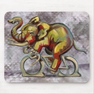 Tapis De Souris Elephant Sur Un Vélo