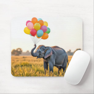 Tapis De Souris Elephant Tenant Un Bouquet De Balloon