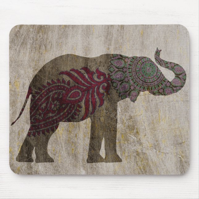 Tapis De Souris Eléphant tribal zen (Devant)