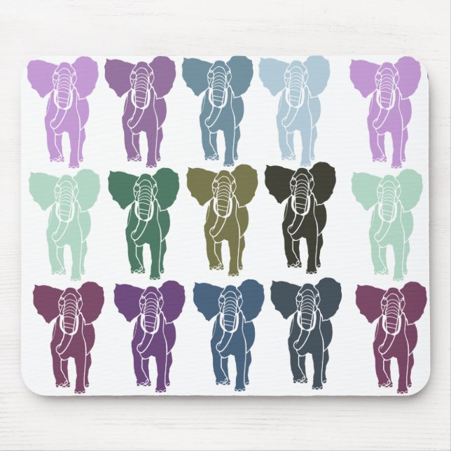Tapis De Souris Eléphants colorés (Devant)