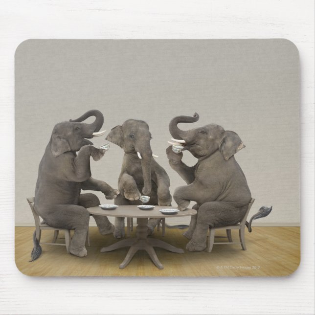 Tapis De Souris Elephants having tea party (Devant)