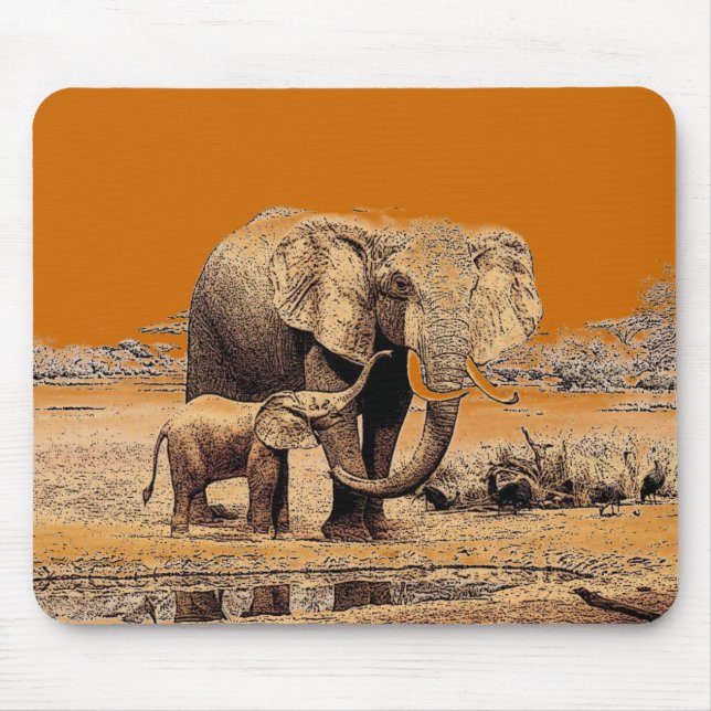 Tapis De Souris Eléphants Mousepad (Devant)